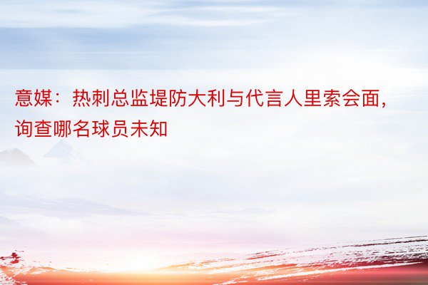 意媒：热刺总监堤防大利与代言人里索会面，询查哪名球员未知