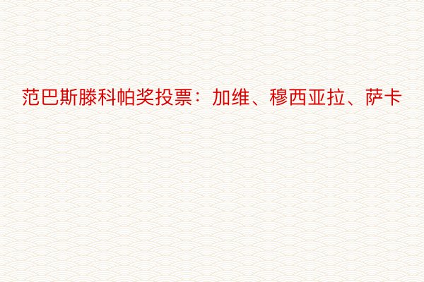 范巴斯滕科帕奖投票：加维、穆西亚拉、萨卡